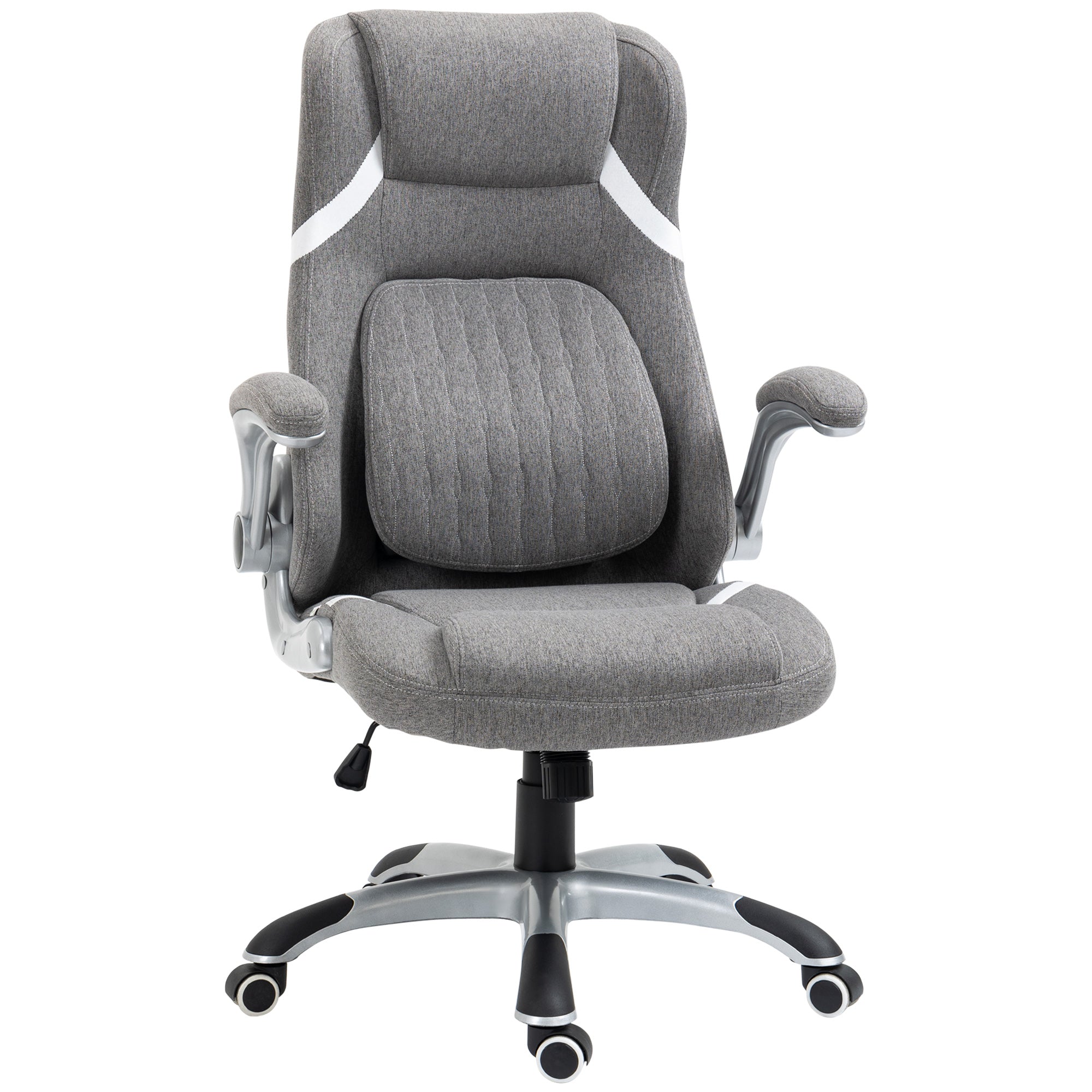 Scaun de Birou Ergonomic din Țesătură Respiranta Efect In, Înălțime Reglabilă, 68x76x109-117cm, Gri