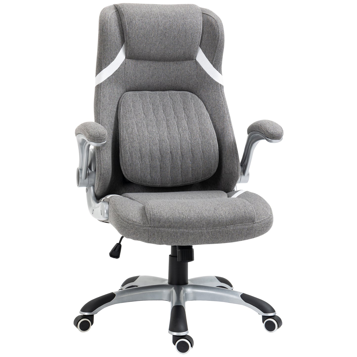 Scaun de Birou Ergonomic din Țesătură Respiranta Efect In, Înălțime Reglabilă, 68x76x109-117cm, Gri