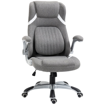 Scaun de Birou Ergonomic din Țesătură Respiranta Efect In, Înălțime Reglabilă, 68x76x109-117cm, Gri