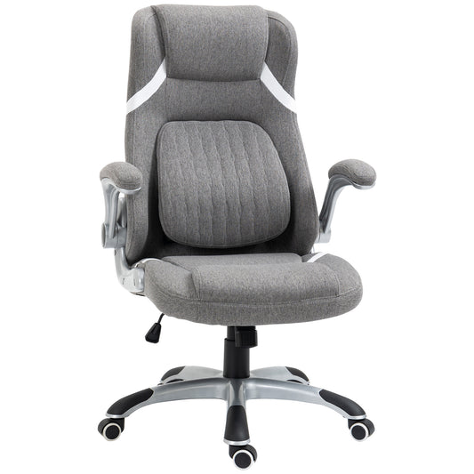 Scaun de Birou Ergonomic din Țesătură Respiranta Efect In, Înălțime Reglabilă, 68x76x109-117cm, Gri