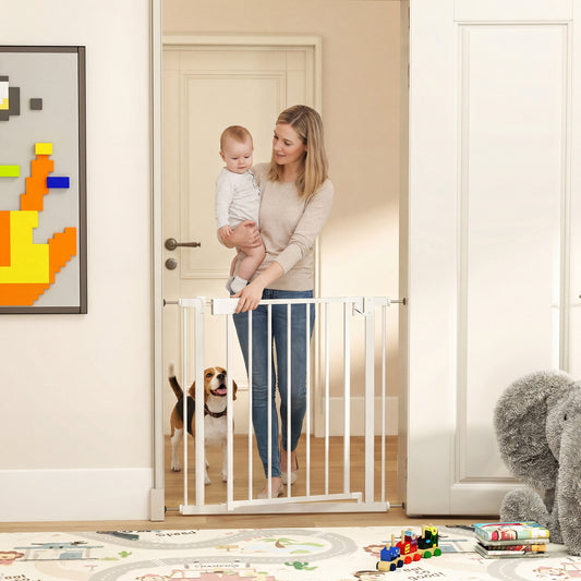 Poartă de Siguranță pentru Copii și Animale, Închidere Automată și Montaj prin Presiune, 76-82x76 cm, Albă