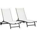 Set de 2 Șezlonguri Rabatabile pe 5 Niveluri, Șezlonguri din Aluminiu și Țesătură Respirabilă, 66x165x102 cm, Albastru