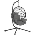 Scaun Suspendat de Exterior, cu Pernă, Tip Ou, 120 cm x 106 cm x 188 cm, Gri