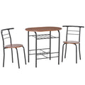 Set de Pranz 3 Piese Masa cu 2 Scaune Maro Lemn si Negru