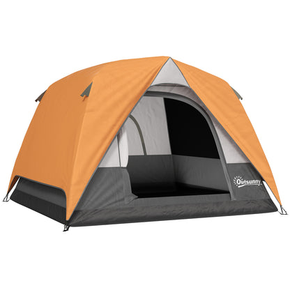 Cort de Camping pentru 3 Persoane cu Buzunare Detașabile și Geantă de Transport, 200x200x135 cm, Portocaliu