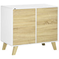 Mobilier multifunctional cu 2 usi de presiune si rafturi reglabile, dulap de living si dormitor din lemn, 80x40x70cm, alb si stejar