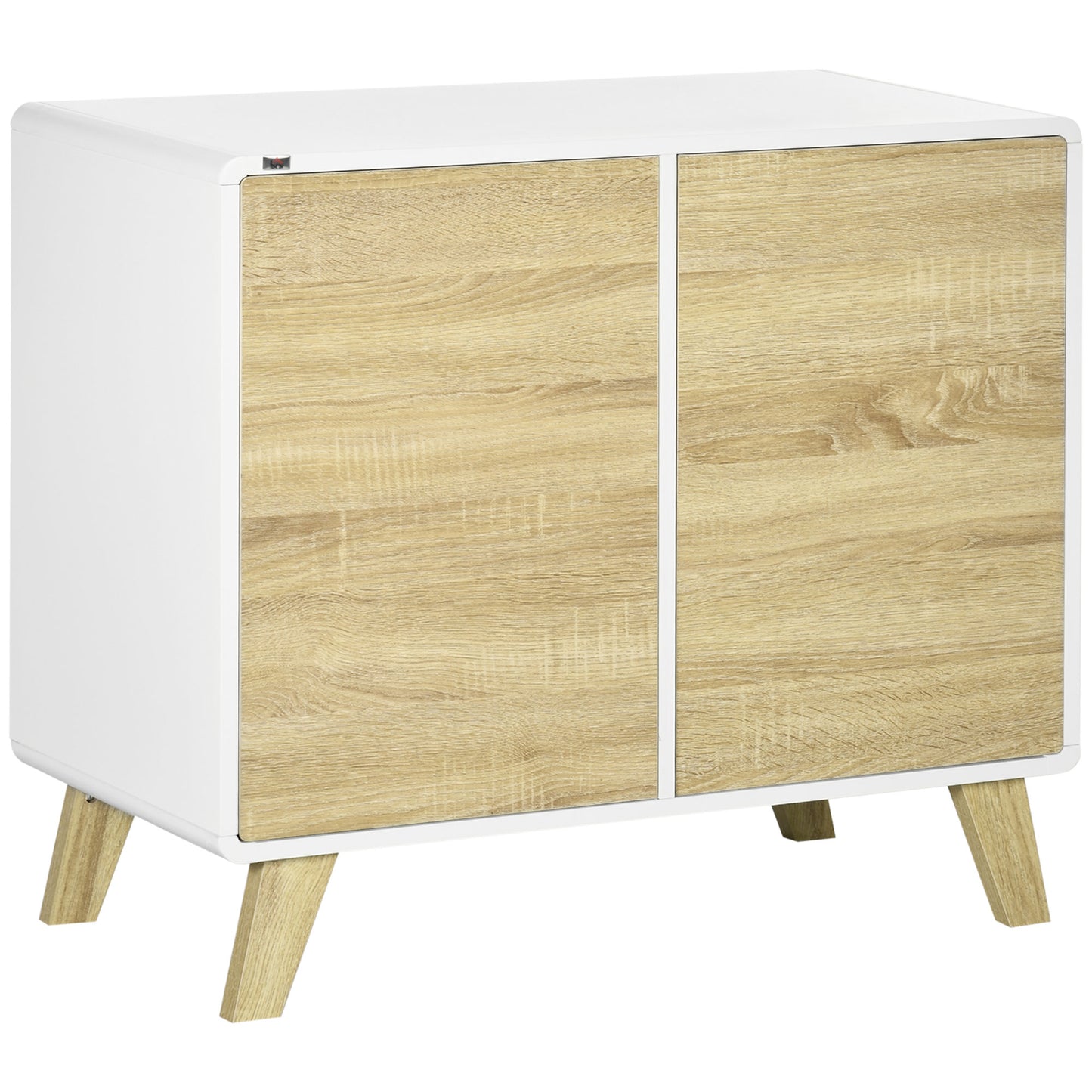 Mobilier multifunctional cu 2 usi de presiune si rafturi reglabile, dulap de living si dormitor din lemn, 80x40x70cm, alb si stejar