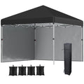 Pavilion de Grădină Pliabil cu Înălțime Ajustabilă, 2 Pereți și Geantă Inclusă, 297x297x288 cm, Negru