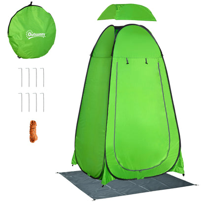 Cort de Dus pentru Exterior cu Usa cu Fermoar, Geanta pentru Transport, 126x124x189cm, Verde