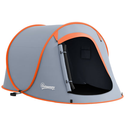 Cort de Camping Pop-Up Impermeabil cu Accesorii și Geantă de Transport, 245x148x105 cm, Gri