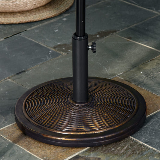 Baza pentru Umbrela din Ciment si Plastic de 14kg, Postament pentru Umbrela de Gradina cu Efect Ratan, Bronz