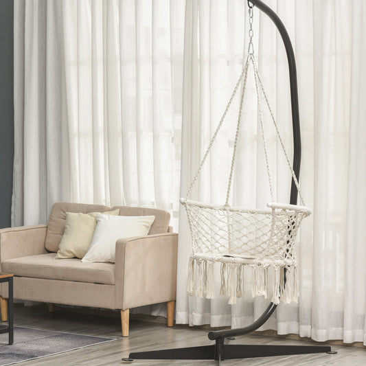 Hamac de gradina Boho Chic Scaun Suspendat pentru Interior si Exterior Crem