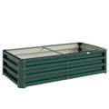 Strat de Grădină Ridicat fără Bază, cu Strat Impermeabil, din Oțel Zincat, 120x60x30,5 cm, Verde