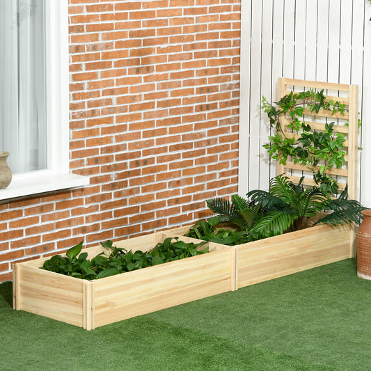 Jardinieră cu Spalier pentru Plante Cățărătoare și Bază Deschisă, din Lemn de Brad, 230x60x110 cm, Culoare Lemn