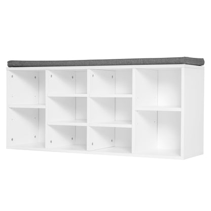 Bancuta Pantofi – 104×30×48 cm, Alb/Gri cu Rafturi Reglabile