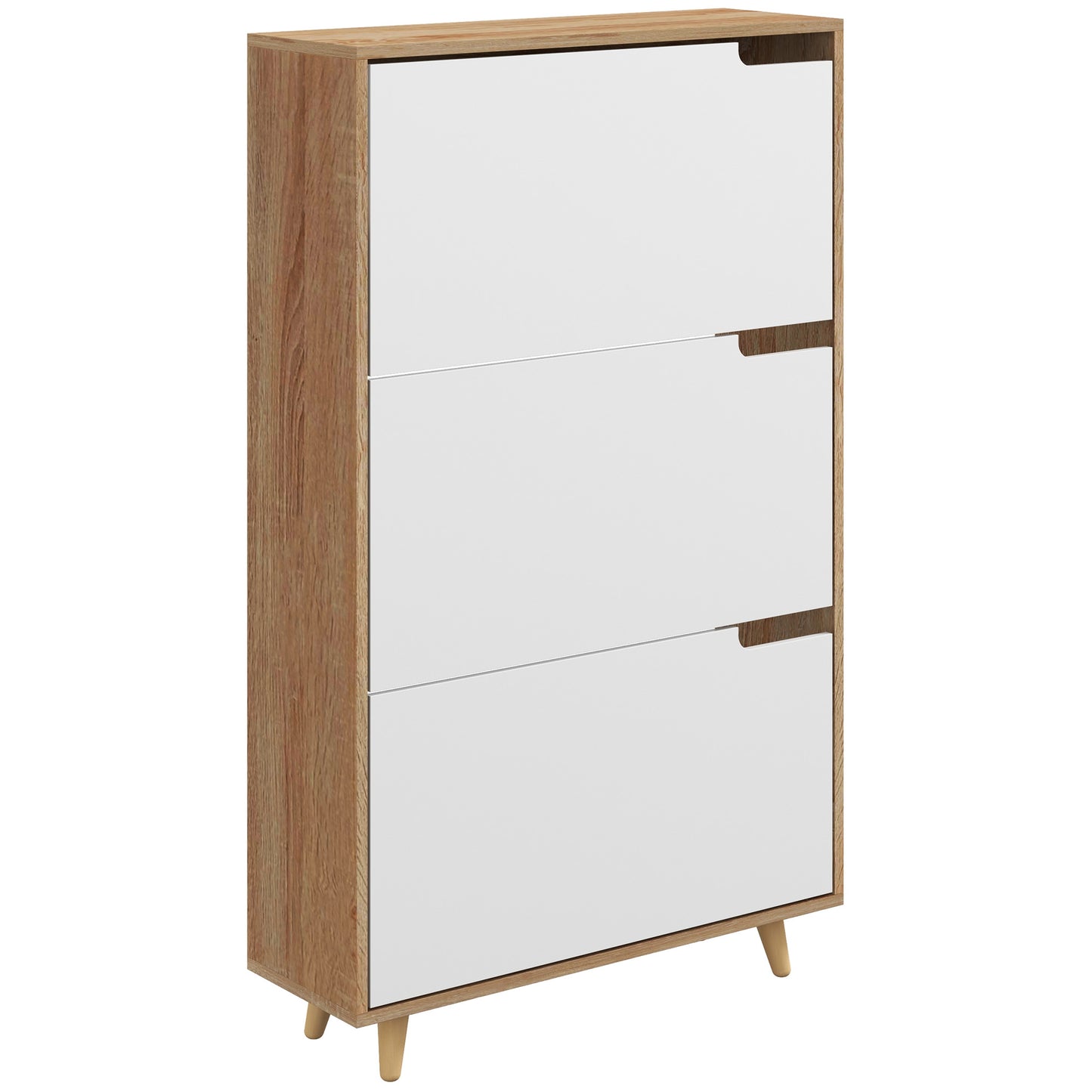 Dulap pentru Pantofi cu Economie de Spațiu cu 3 Sertare și Raft Reglabil, Suport Subțire pentru, 72x24x119 cm, Alb