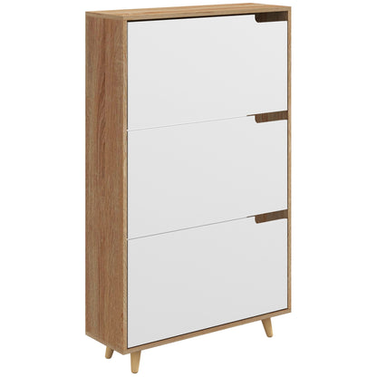Dulap pentru Pantofi cu Economie de Spațiu cu 3 Sertare și Raft Reglabil, Suport Subțire pentru, 72x24x119 cm, Alb