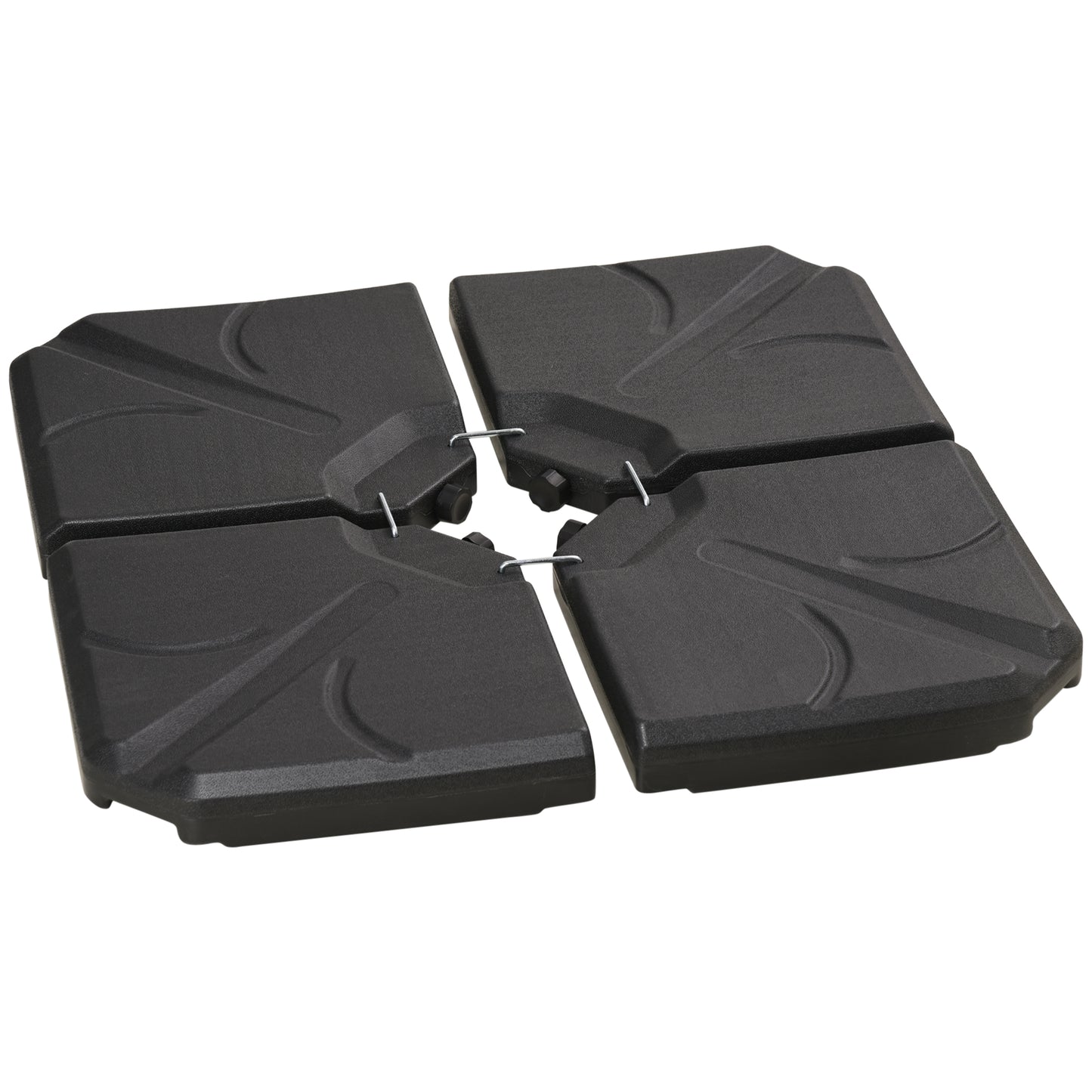 4 bucati baza de umbrela din plastic HDPE, umpluta cu apa si nisip pana la 18 kg, 103x103x8,3 cm, negru