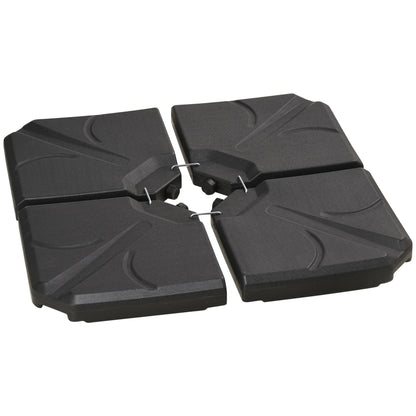 4 bucati baza de umbrela din plastic HDPE, umpluta cu apa si nisip pana la 18 kg, 103x103x8,3 cm, negru