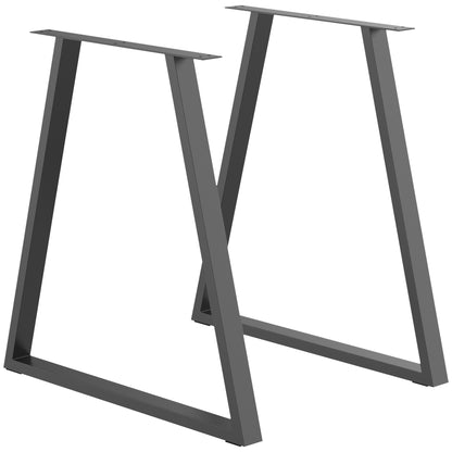 Set 2 picioare trapezoidale din oțel pentru masă, cu 6 găuri și 12 șuruburi, 70x5x72 cm, negru