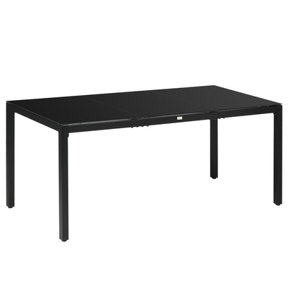 Masa pentru exterior cu 8 locuri, Masa dreptunghiulara din aluminiu pentru gradina, cu blat din sticla securizata, negru