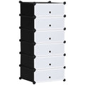 Mobilier pentru incaltaminte modular, 6 cuburi 49x36.5x108 cm din plastic PP si otel, Negru