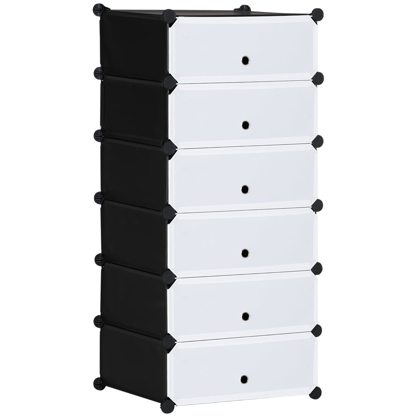 Mobilier pentru incaltaminte modular, 6 cuburi 49x36.5x108 cm din plastic PP si otel, Negru