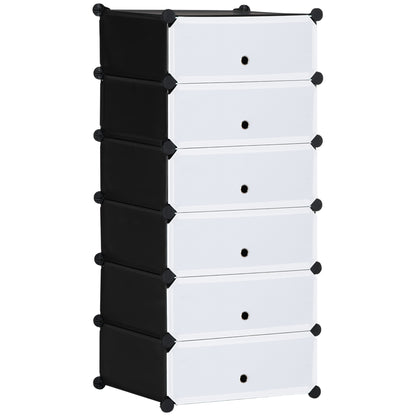 Mobilier pentru incaltaminte modular, 6 cuburi 49x36.5x108 cm din plastic PP si otel, Negru
