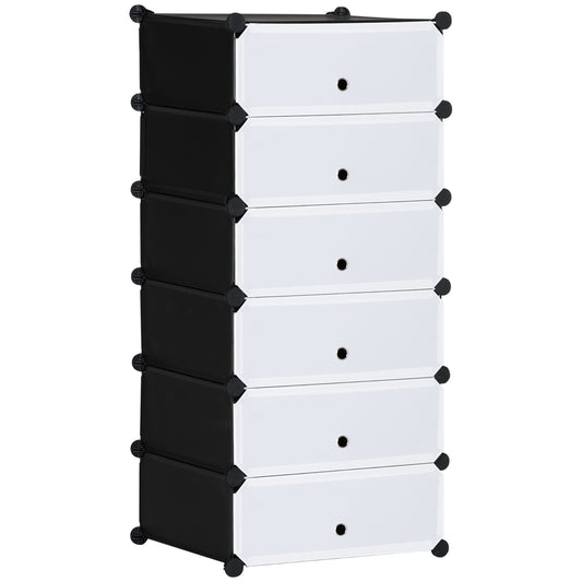 Mobilier pentru incaltaminte modular, 6 cuburi 49x36.5x108 cm din plastic PP si otel, Negru