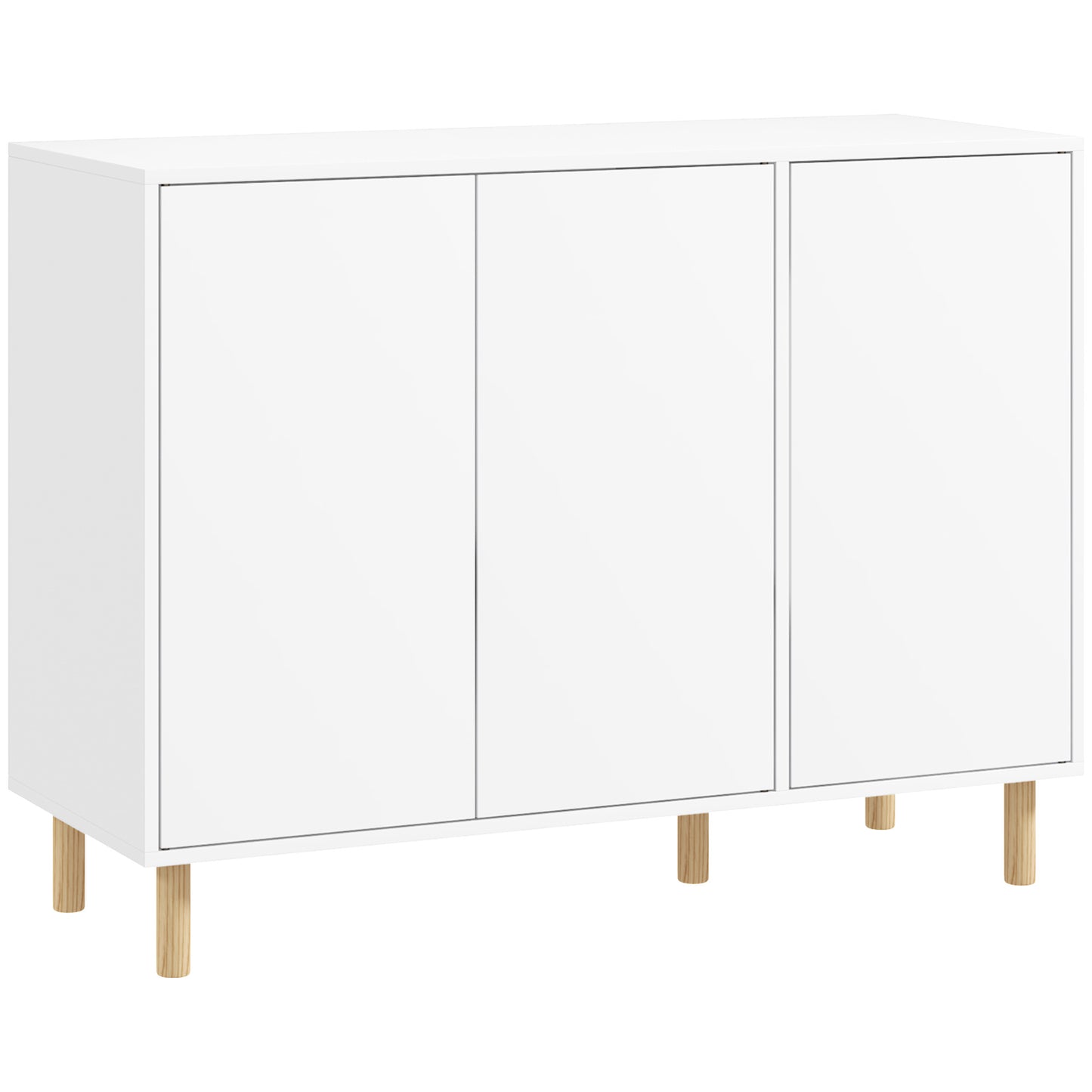 Bufet Modern cu 2 Dulapuri și 3 Rafturi din Lemn, 107x40x80 cm, Alb