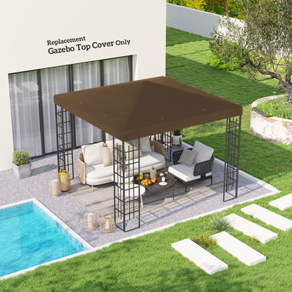 Acoperire pentru Foișor de Grădină 3x3 m din Material Oxford 600D cu Orificii de Drenaj, Maro