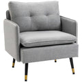 Fotoliu Modern din Material Textil cu Șezut Confortabil și Picioare din Oțel, 76x68x80 cm, Gri