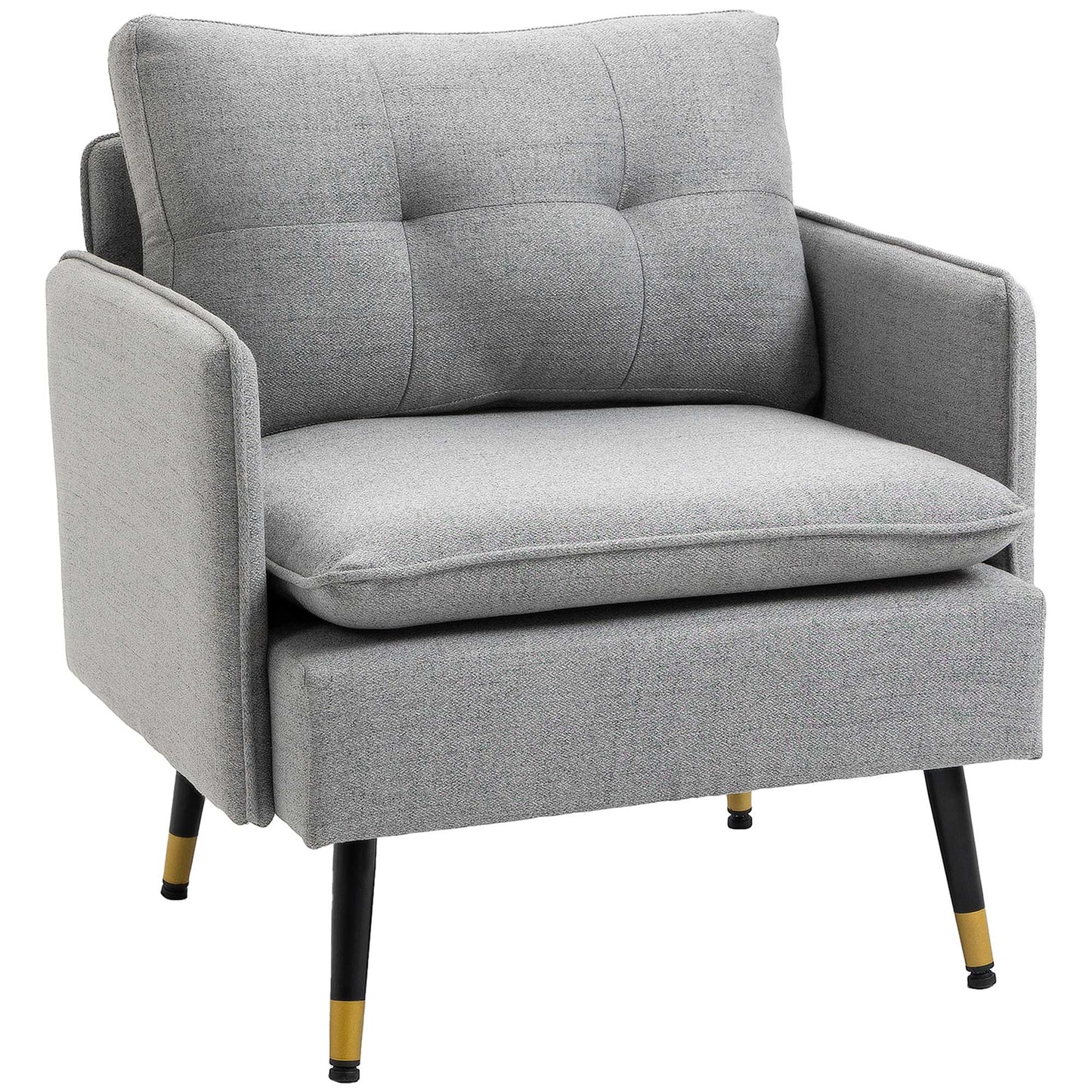 Fotoliu Modern din Material Textil cu Șezut Confortabil și Picioare din Oțel, 76x68x80 cm, Gri