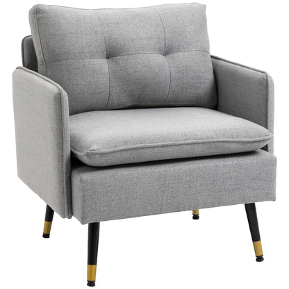 Fotoliu Modern din Material Textil cu Șezut Confortabil și Picioare din Oțel, 76x68x80 cm, Gri