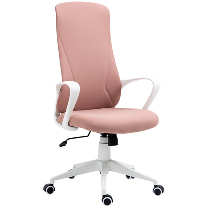 Scaun de birou ergonomic și căptușit, cu înălțime ajustabilă și balans, 62x56x110-119,5 cm, roz