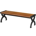 Bancă de Grădină 2 Locuri, Bancă cu Cadru din Metal și Efect de Lemn, Mobilier pentru Grădină, Terasă, Parc