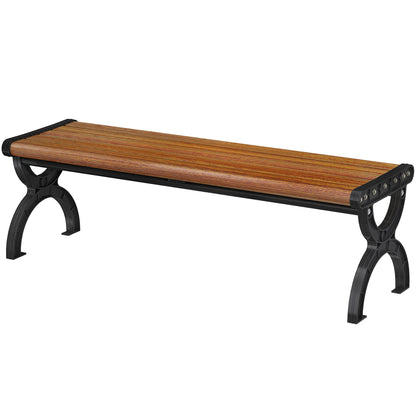 Bancă de Grădină 2 Locuri, Bancă cu Cadru din Metal și Efect de Lemn, Mobilier pentru Grădină, Terasă, Parc
