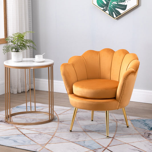 Fotoliu Vintage Design – Catifea Galbena pentru Living sau Dormitor