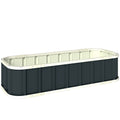 Pat de Grădină Ridicat pentru Exterior cu Bază Deschisă, Mănuși, Margini Pliate, Jardinieră din Oțel Galvanizat, pentru Plante, Flori, Legume, Balcon Grădină, 136x52x31 cm, Gri Închis