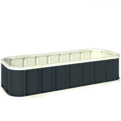 Pat de Grădină Ridicat pentru Exterior cu Bază Deschisă, Mănuși, Margini Pliate, Jardinieră din Oțel Galvanizat, pentru Plante, Flori, Legume, Balcon Grădină, 136x52x31 cm, Gri Închis