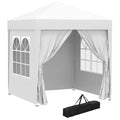 Foisor Pliabil 2x2 m con 4 Pereti Detasabili, Foisor de Gradina cu Sac pentru Transport din Poliester si Otel, Alb