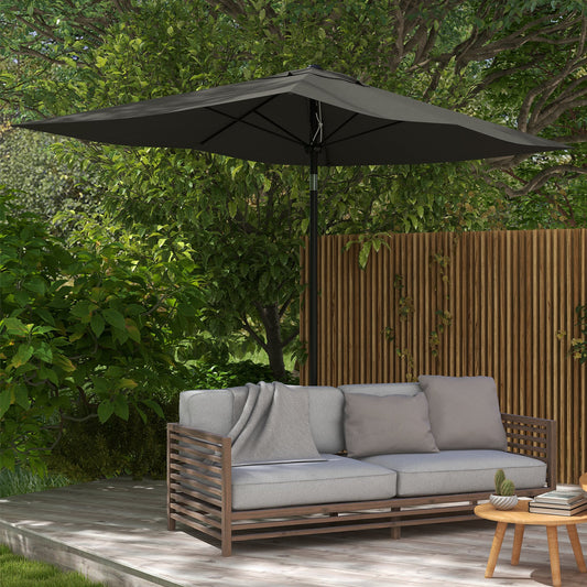 Umbrelă de grădină dreptunghiulară 2x3 m, înclinabilă cu deschidere manuală, gri