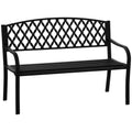 Bancuta de gradina 2 locuri cu brate in otel si fonta, 128x58.5x89cm, negru
