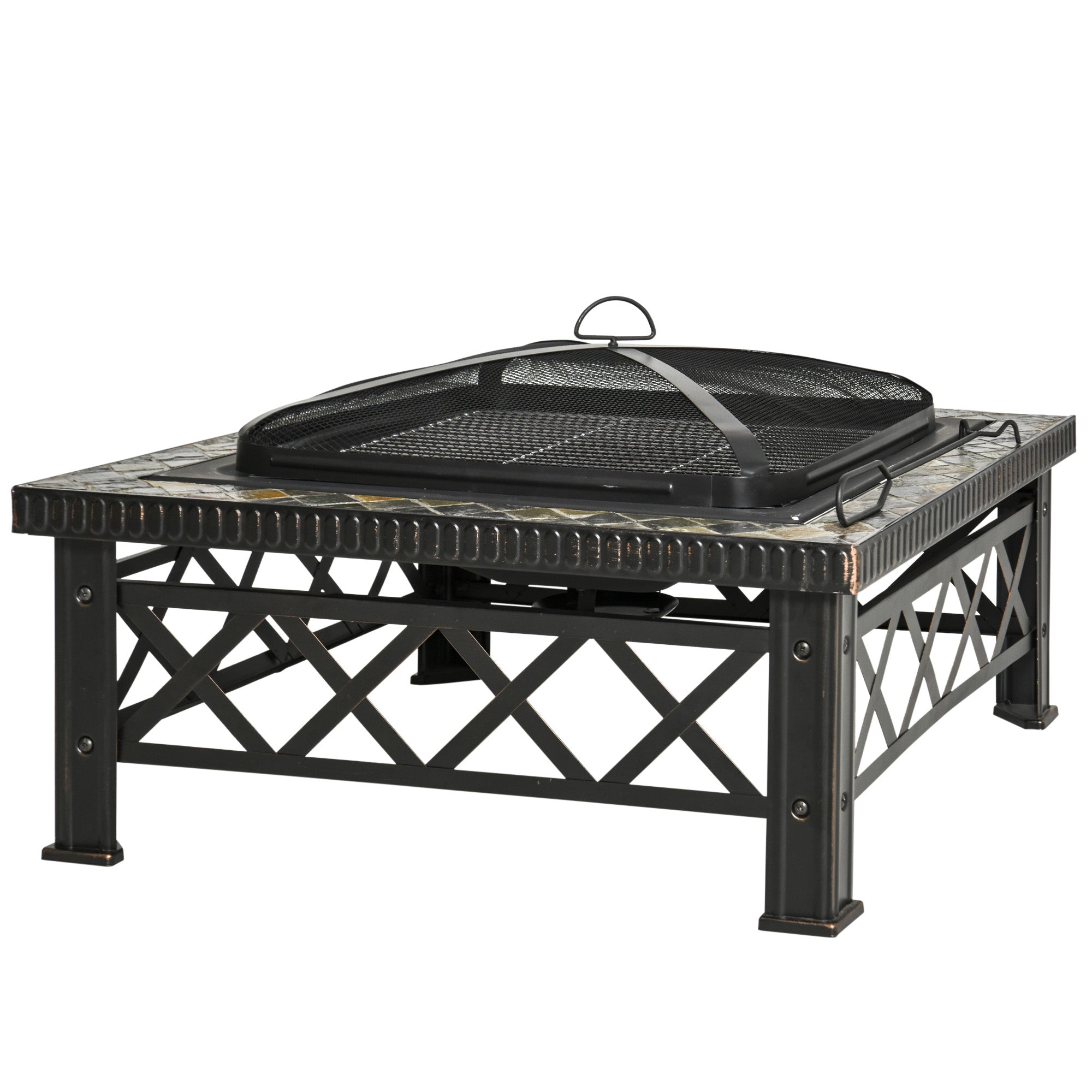 Brazier de Gradina cu Capac pentru Arestarea Scanteilor si Grila pentru Gratar