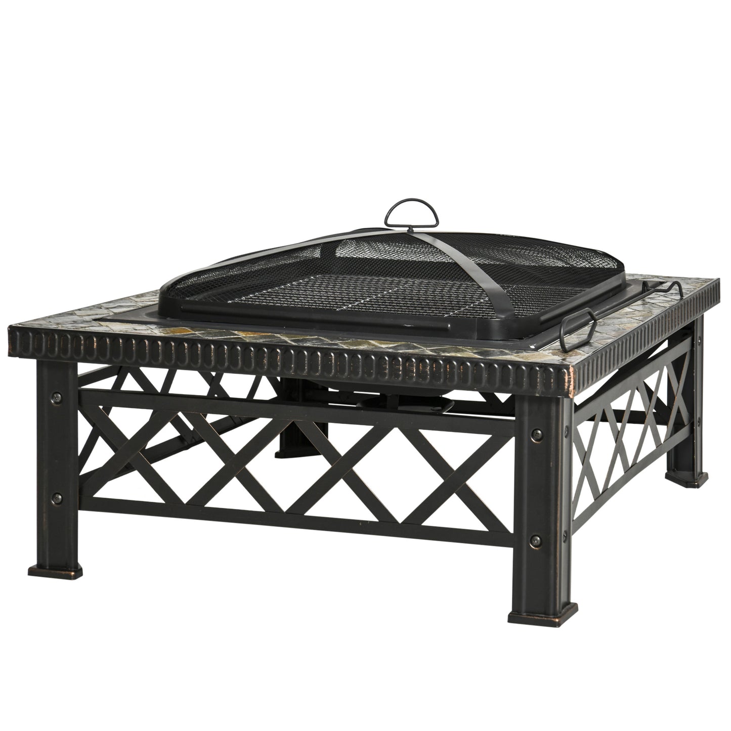 Brazier de Gradina cu Capac pentru Arestarea Scanteilor si Grila pentru Gratar