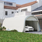 Carport  3,6 x 7,2 m Rezistent, Garaj Portabil cu Protecție Solară UPF50+, Cadru Galvanizat, Ușă Mare Rulantă pentru Mașini, Camioane, Bărci, Motociclete, Biciclete, Alb Crem