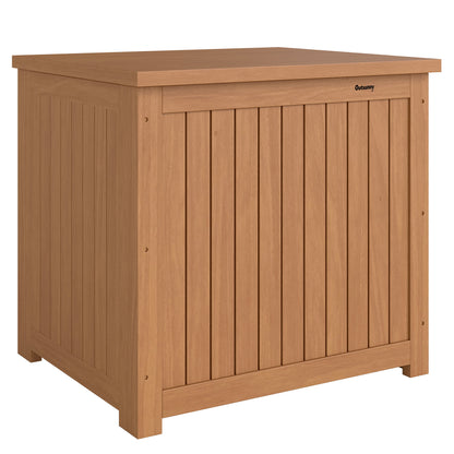 Bancă de Exterior 130L, Capac, Cutie Lemn cu Balamale și Curea