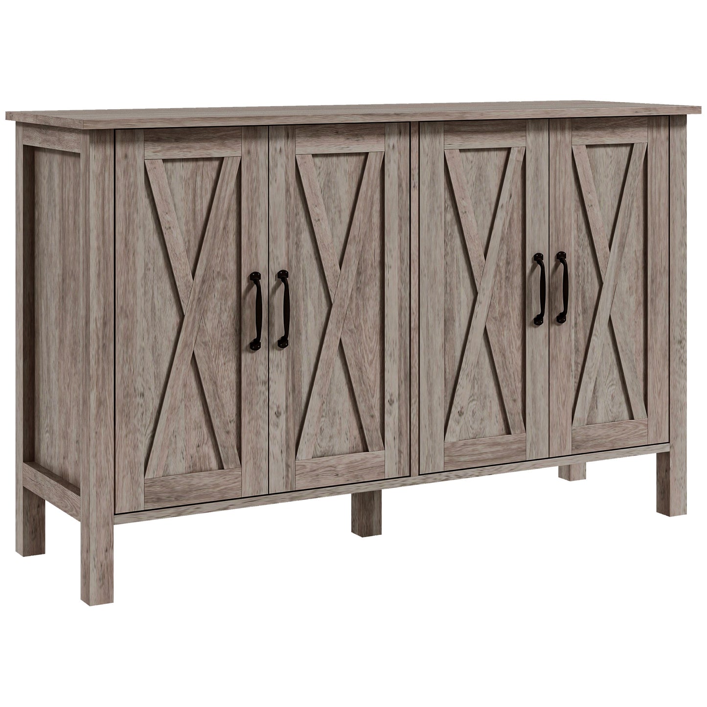 Dulap Multifuncțional Stil Rustic cu 4 Rafturi Reglabile, din Lemn, 120x37x75 cm, Gri
