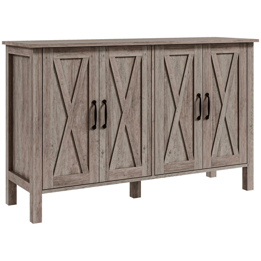 Dulap Multifuncțional Stil Rustic cu 4 Rafturi Reglabile, din Lemn, 120x37x75 cm, Gri