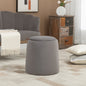 Otomana rotunda cu tava superioara, taburet din material textil cu atingere catifea, masuta de cafea mica cu depozitare pentru sufragerie, dormitor, gri inchis